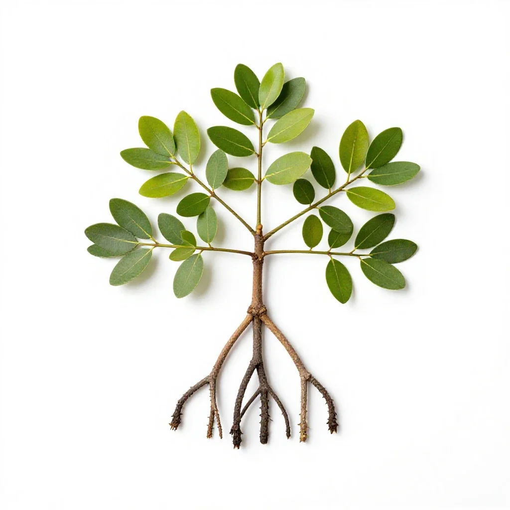 Mangrove with stilt roots isolated on a white background