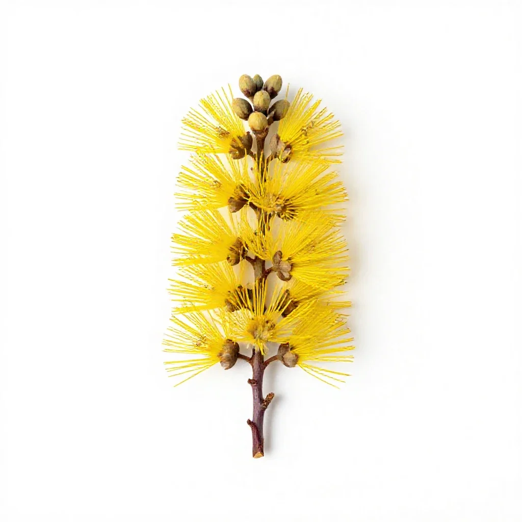 Pohutukawa in flower isolated on a white background