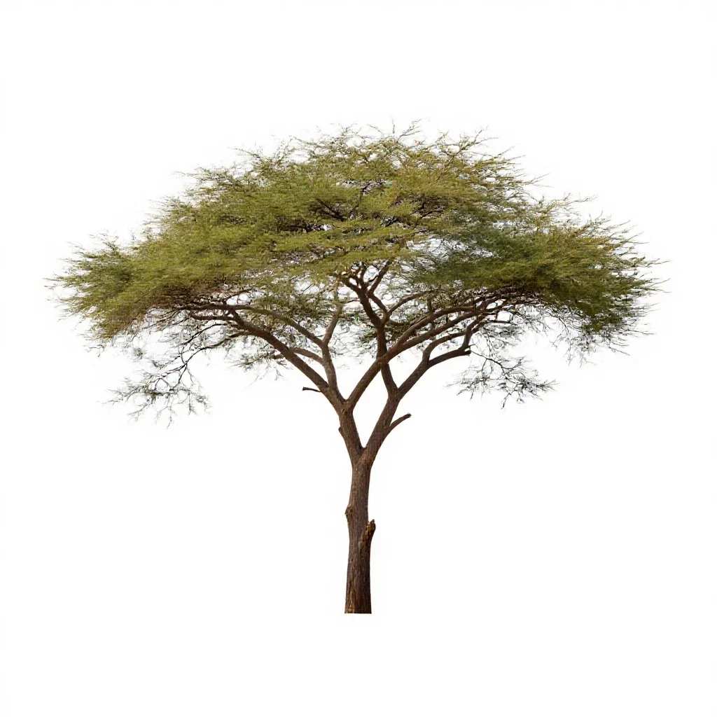 Acacia on savannah isolated on a white background