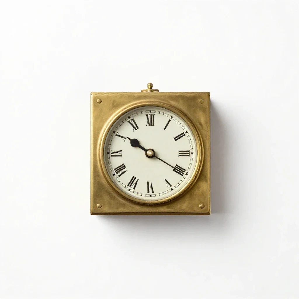 Brass carriage clock isolated on a white background
