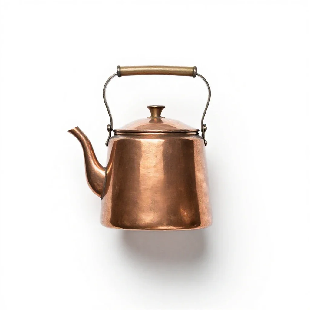 Copper kettle with patina isolated on a white background