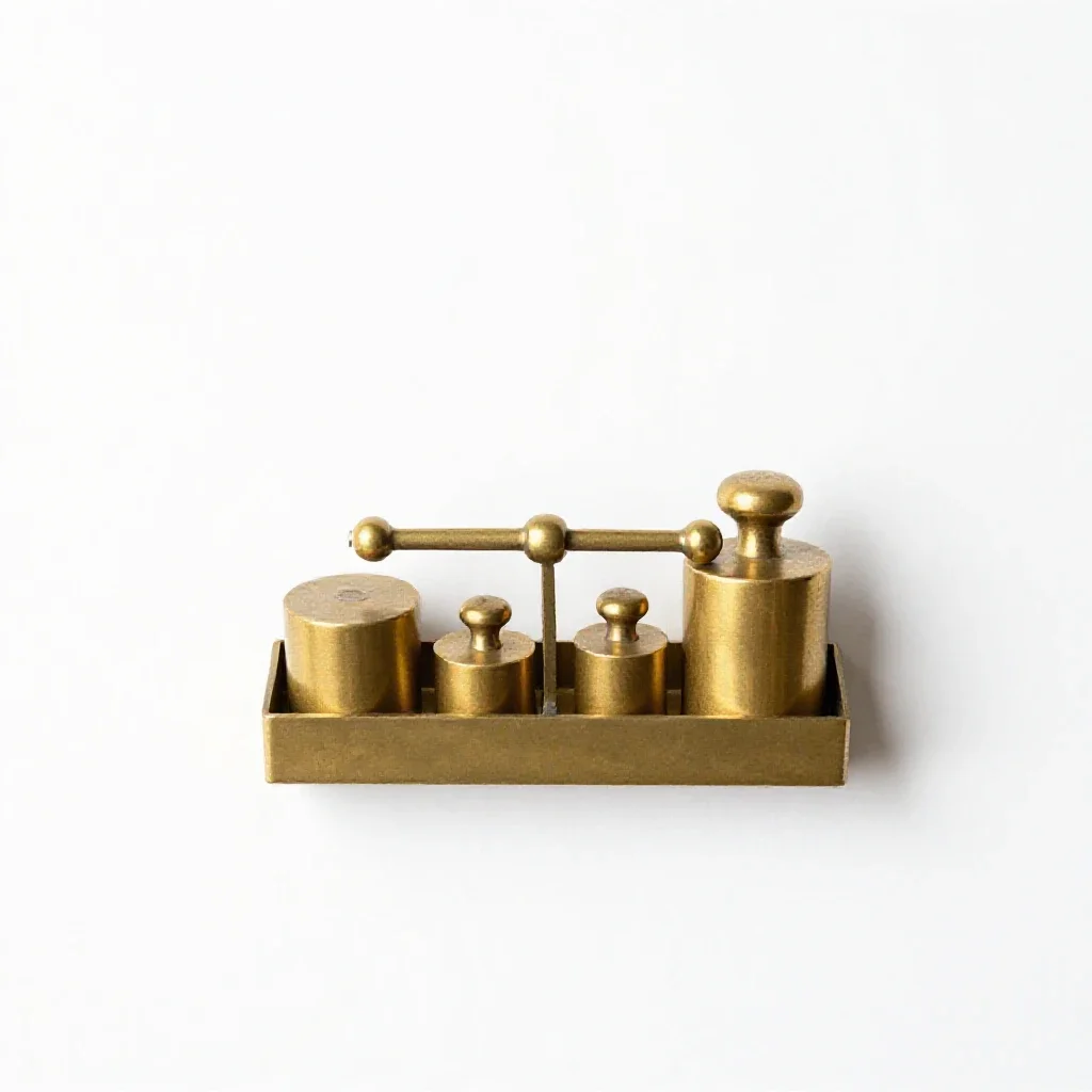 Scale with brass weights isolated on a white background