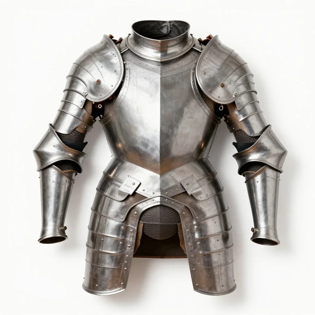 Suit of ceremonial armour isolated on a white background