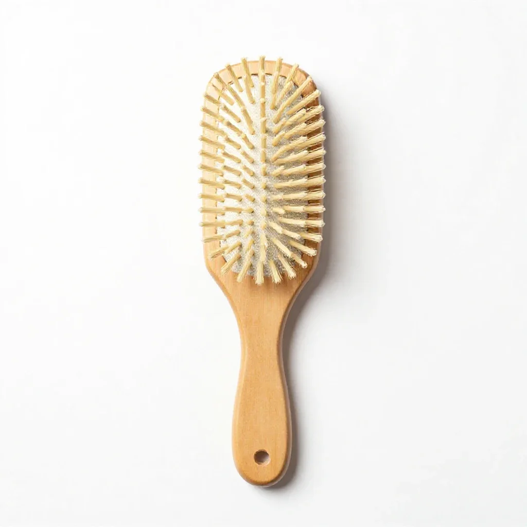 Boar bristle hairbrush isolated on a white background