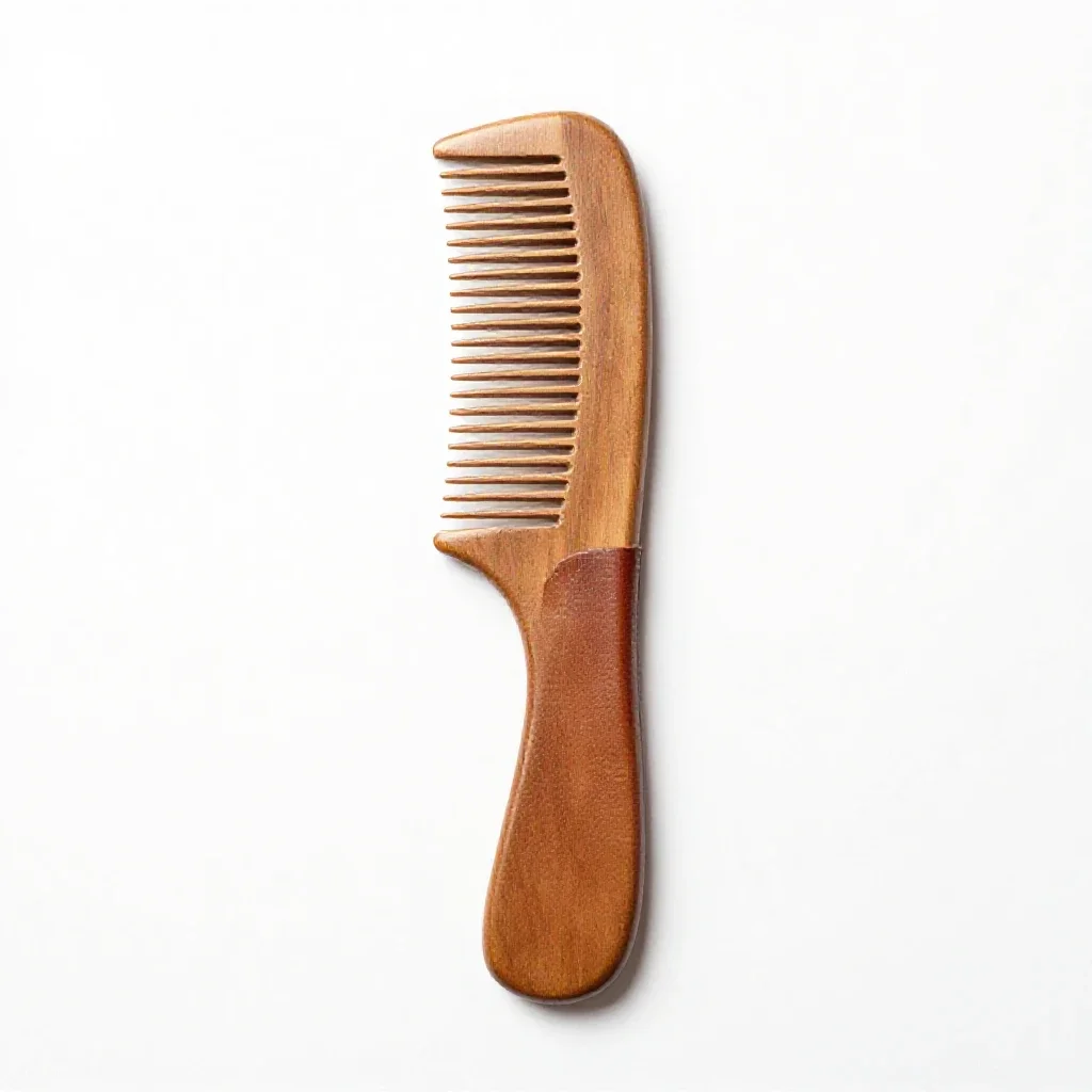 Comb in a leather sleeve isolated on a white background