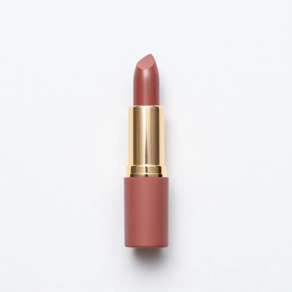 Lipstick tube uncapped isolated on a white background