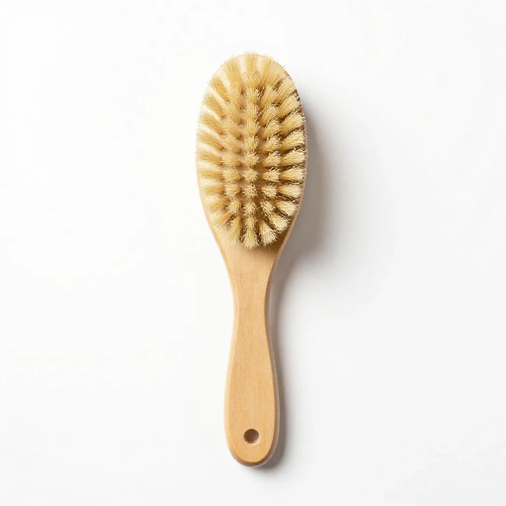 Natural bristle body brush isolated on a white background