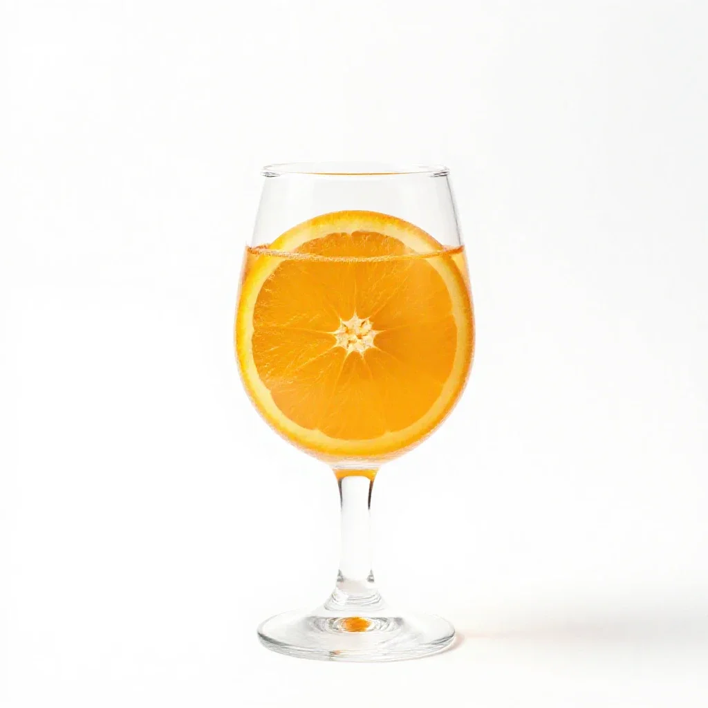 Glass of natural orange wine isolated on a white background