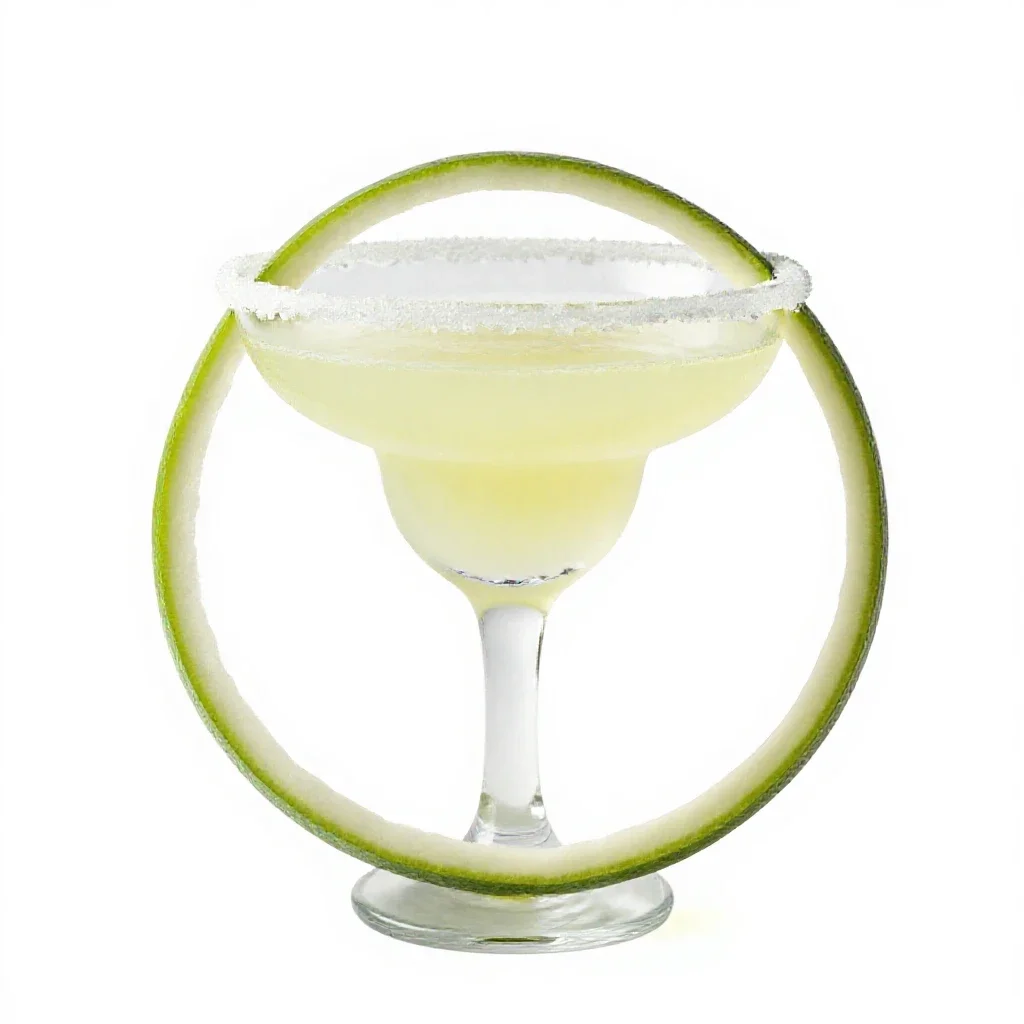 Margarita with a salt rim isolated on a white background