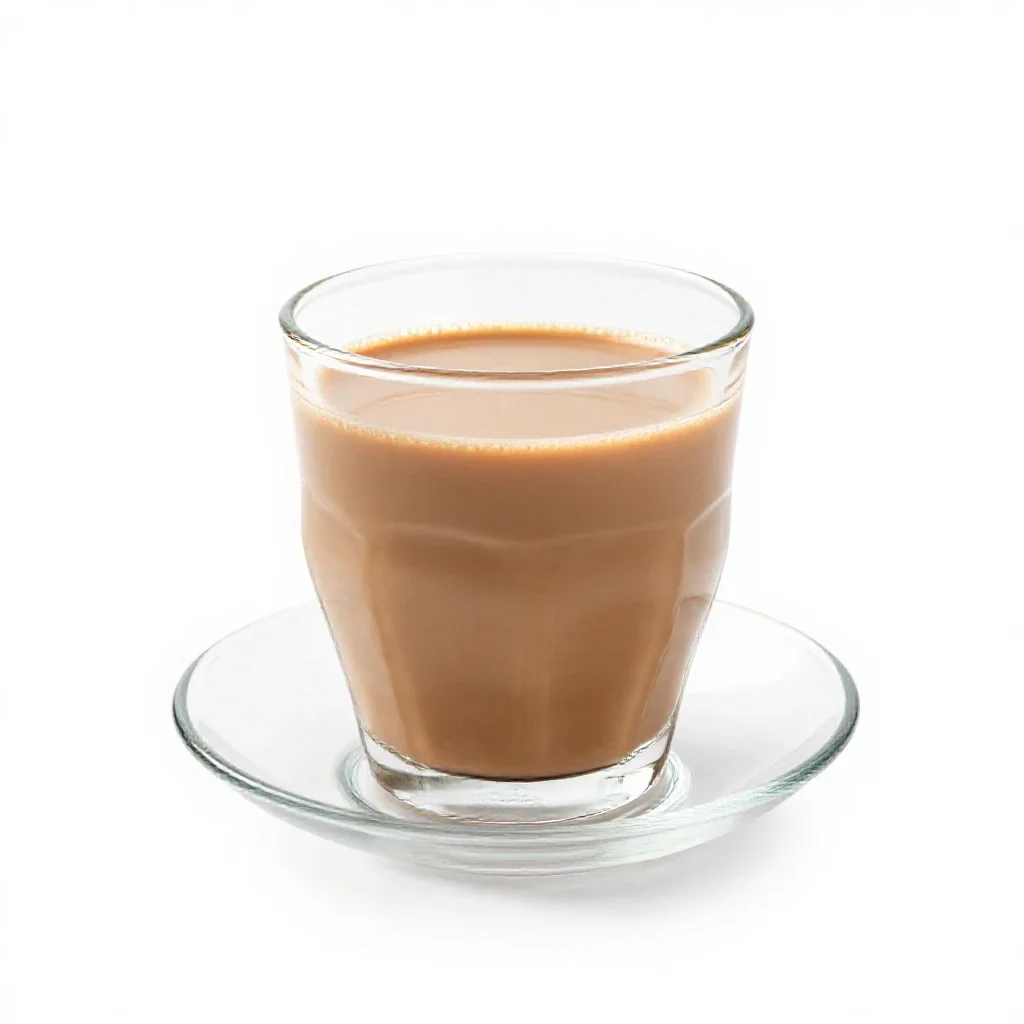 Masala chai in a glass isolated on a white background