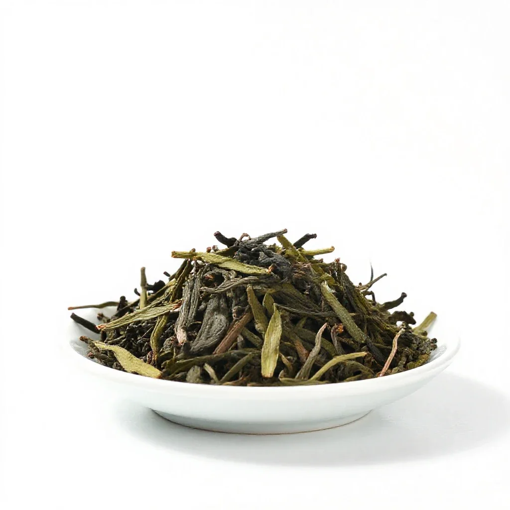 Mint tea poured from height isolated on a white background