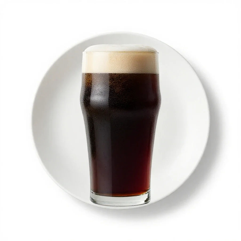Pint of stout settling isolated on a white background