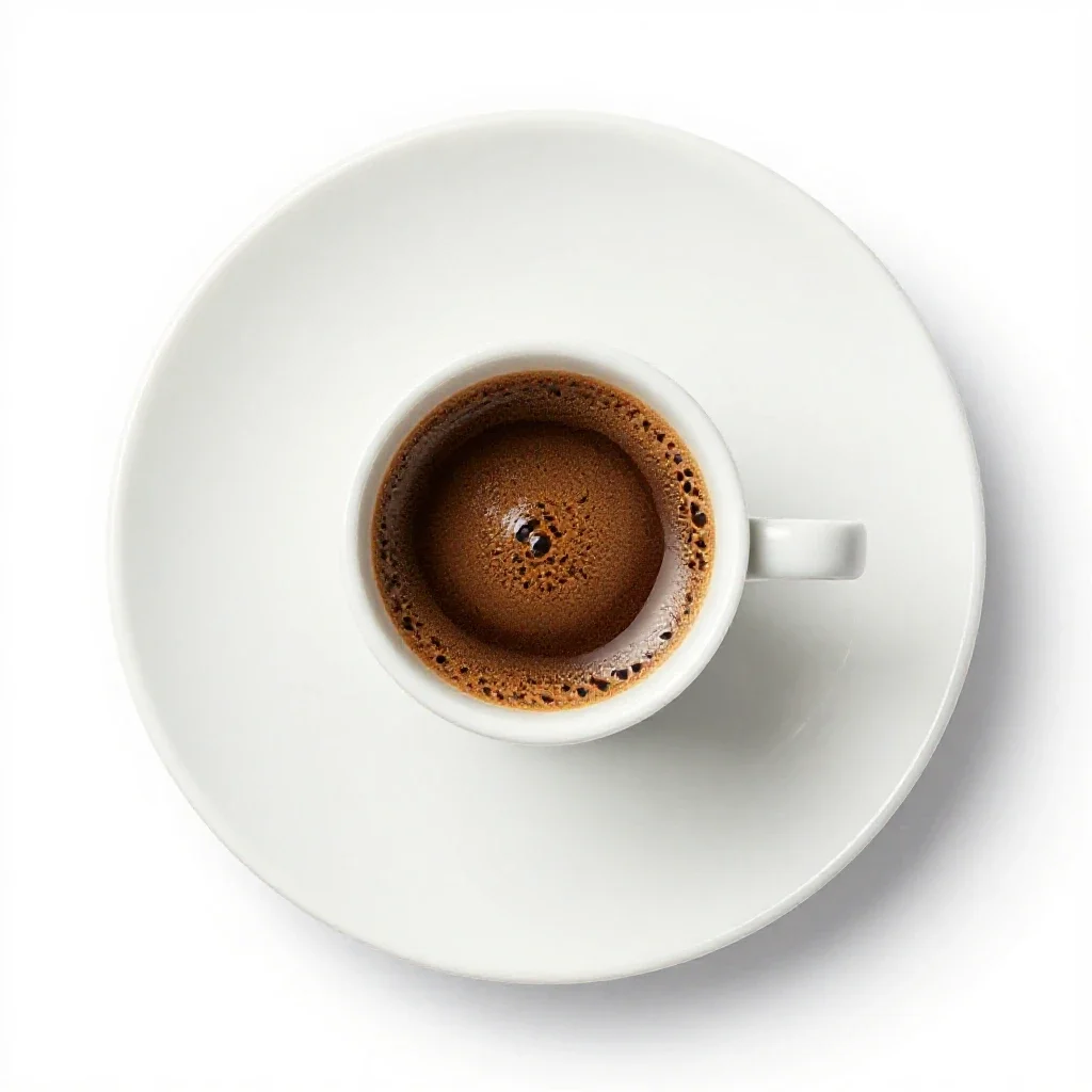 Pour-over coffee mid-bloom isolated on a white background