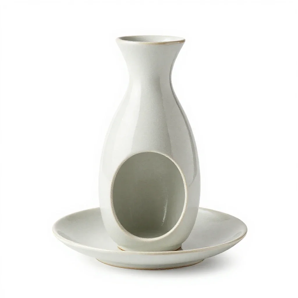 Sake set with a tokkuri isolated on a white background