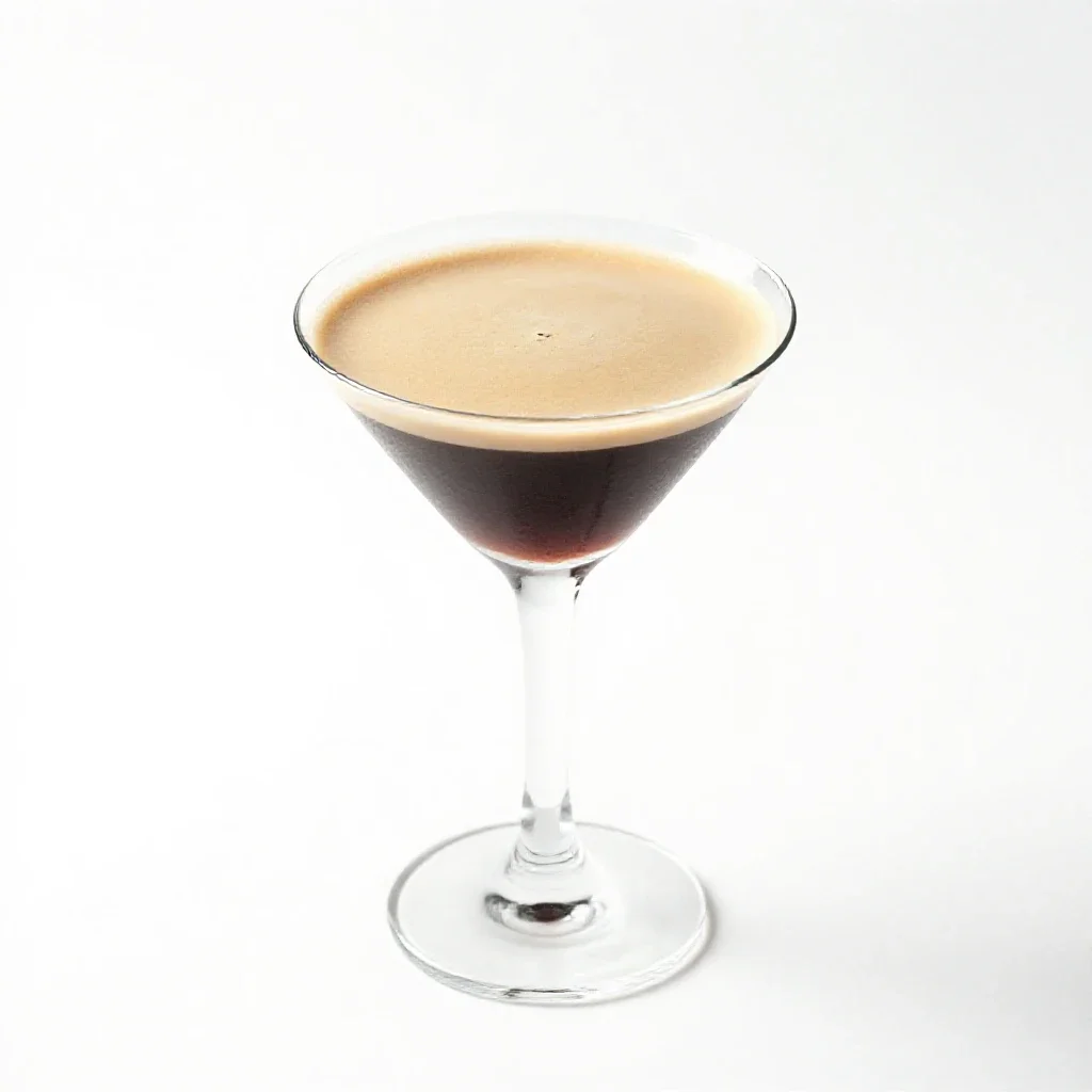Espresso martini with crema isolated on a white background