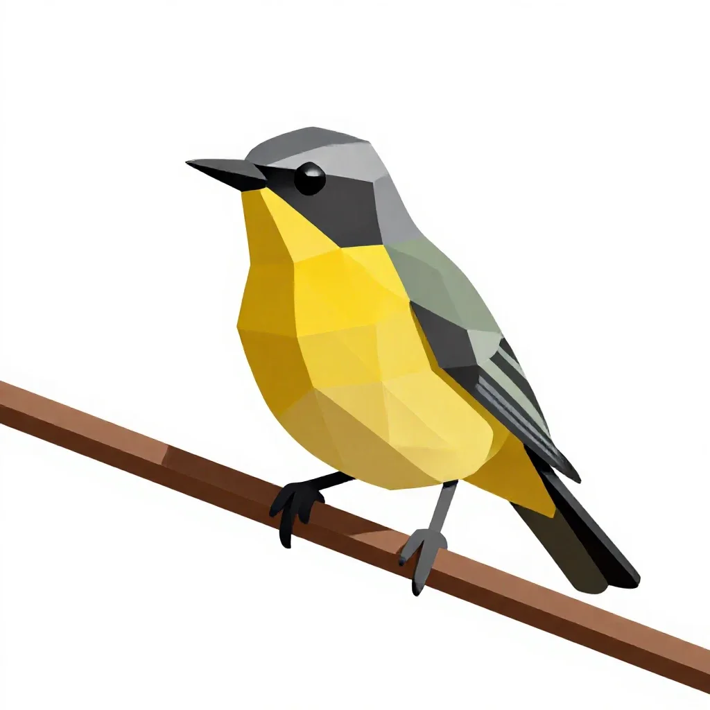 Bellbird on a branch isolated on a white background