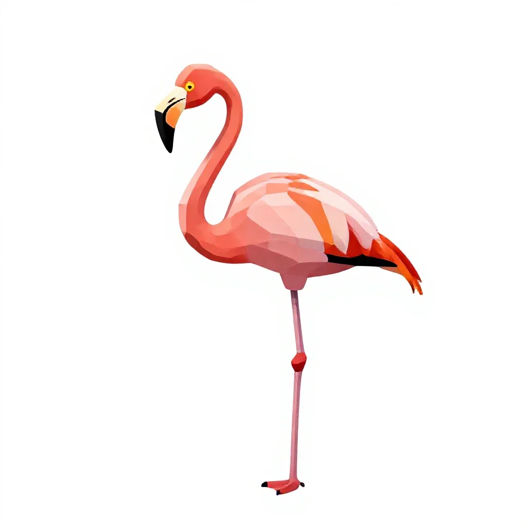 Flamingo on one leg isolated on a white background