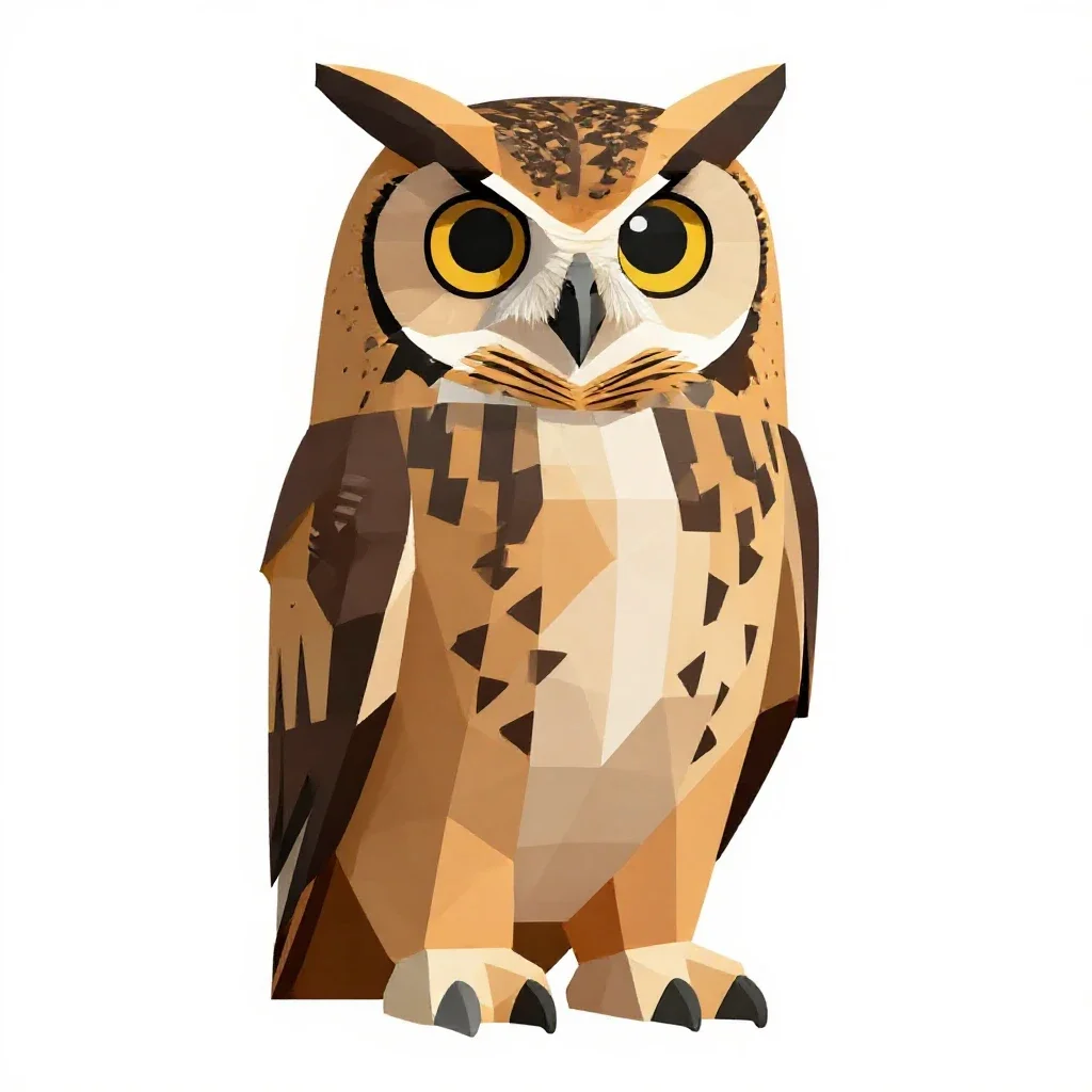 Great horned owl isolated on a white background