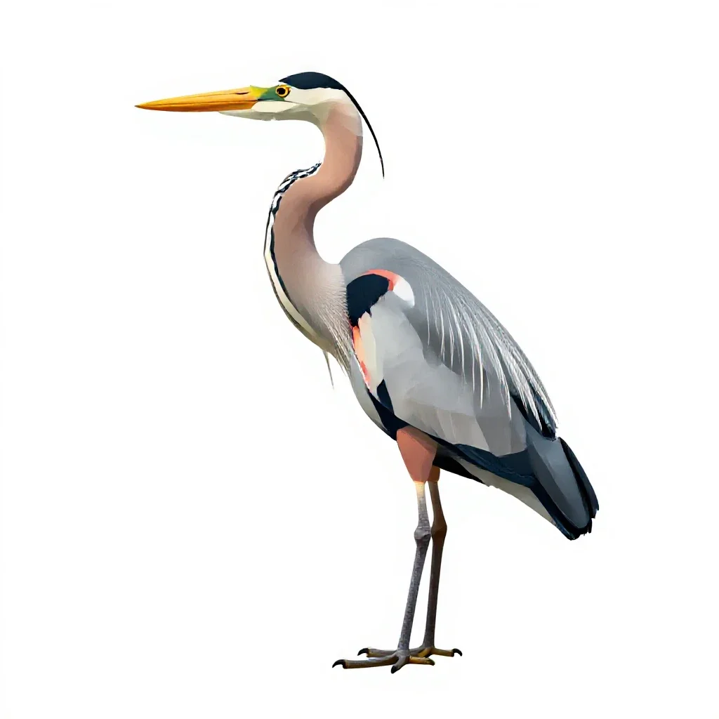 Heron standing still isolated on a white background