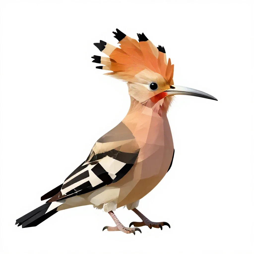 Hoopoe with its crest raised isolated on a white background