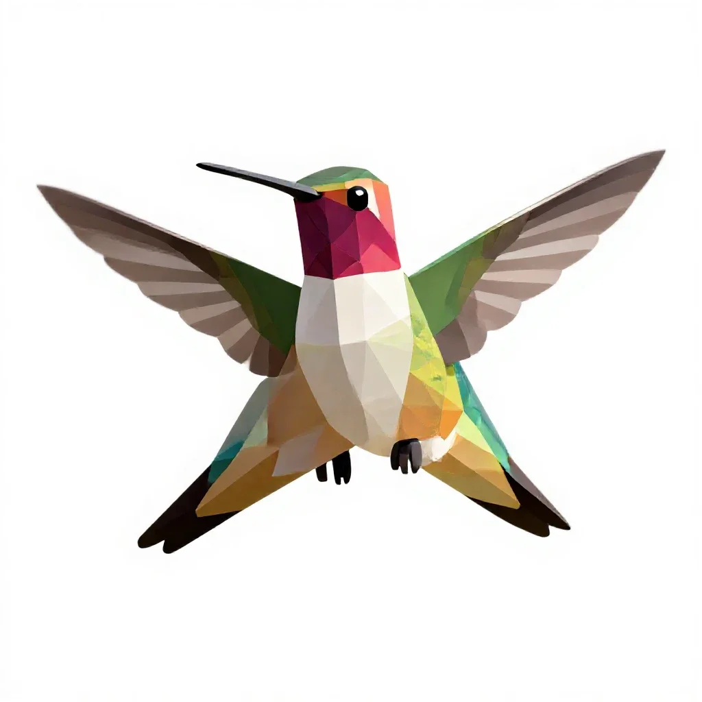Hummingbird at a flower isolated on a white background