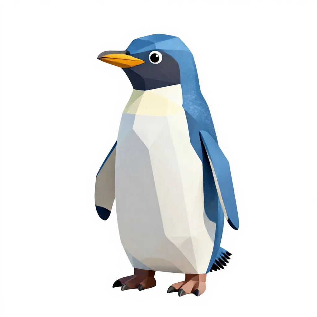 Little blue penguin isolated on a white background