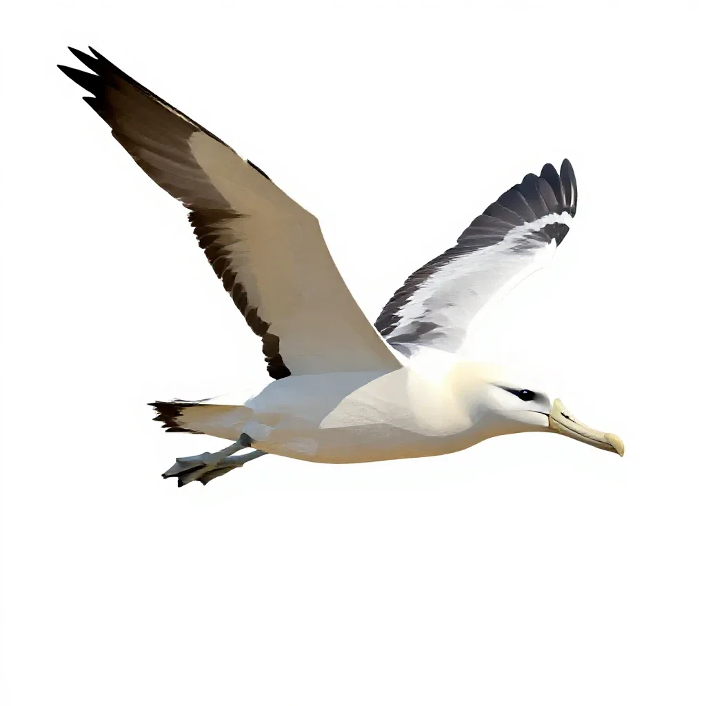 Royal albatross gliding isolated on a white background