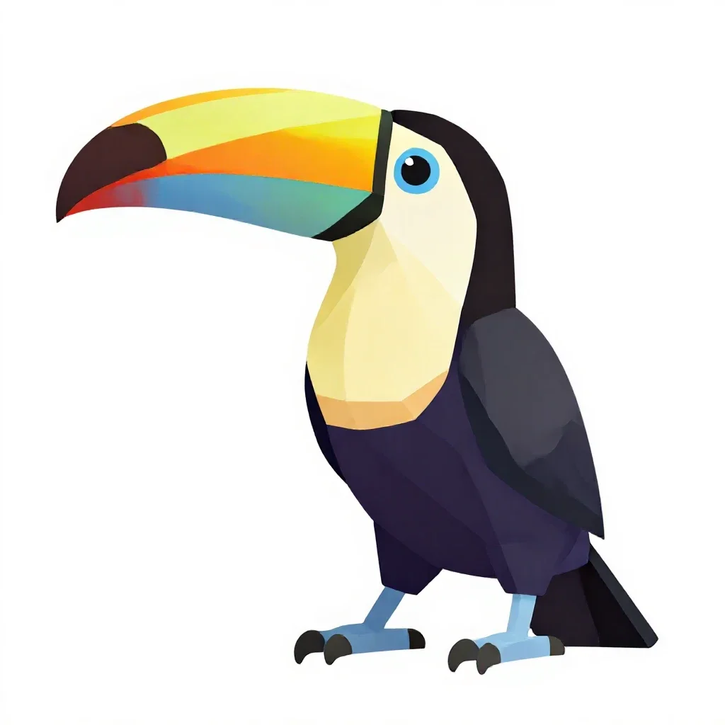 Toucan with an oversized bill isolated on a white background