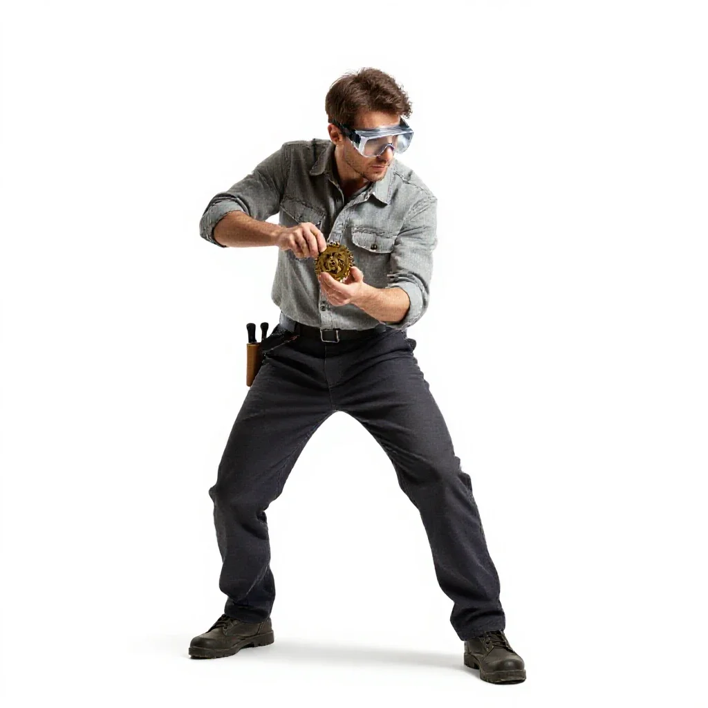 Clockwork tinkerer with goggles isolated on a white background