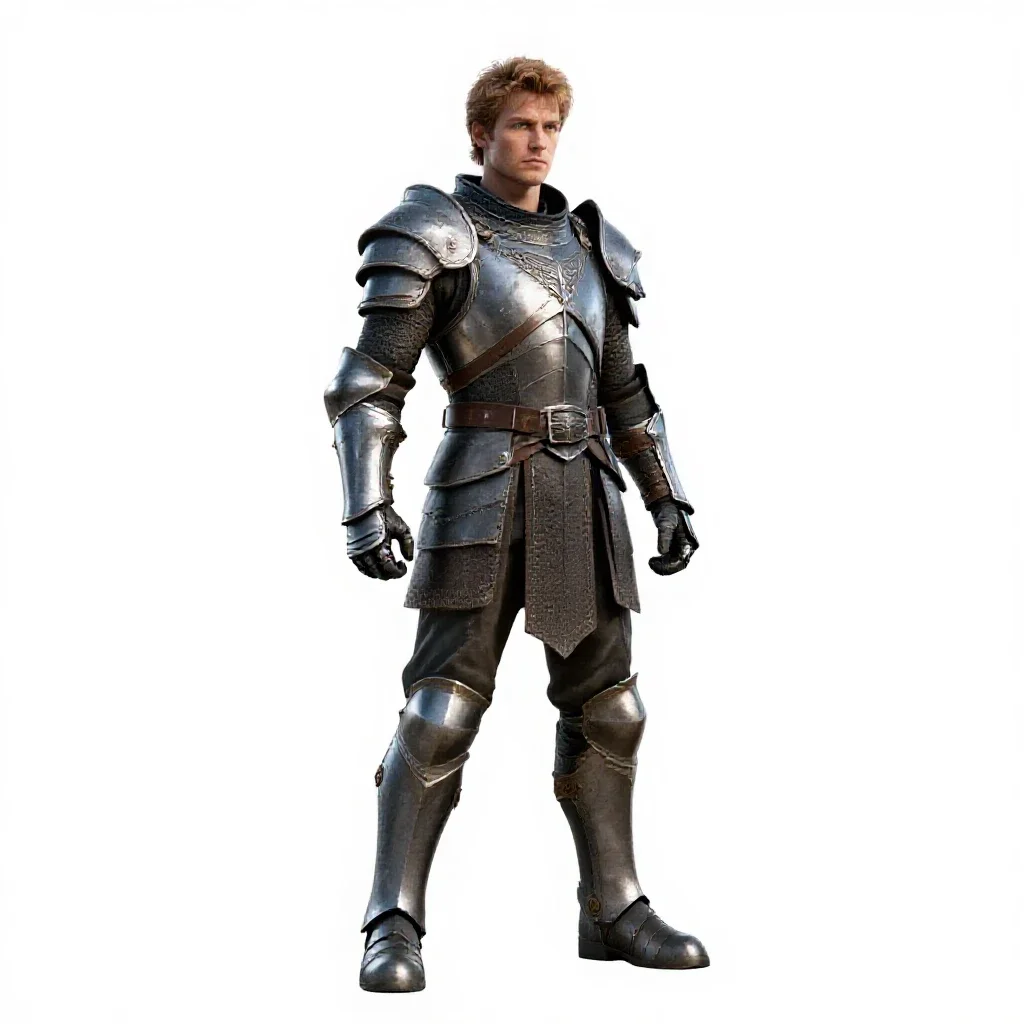 Heavily armoured paladin isolated on a white background