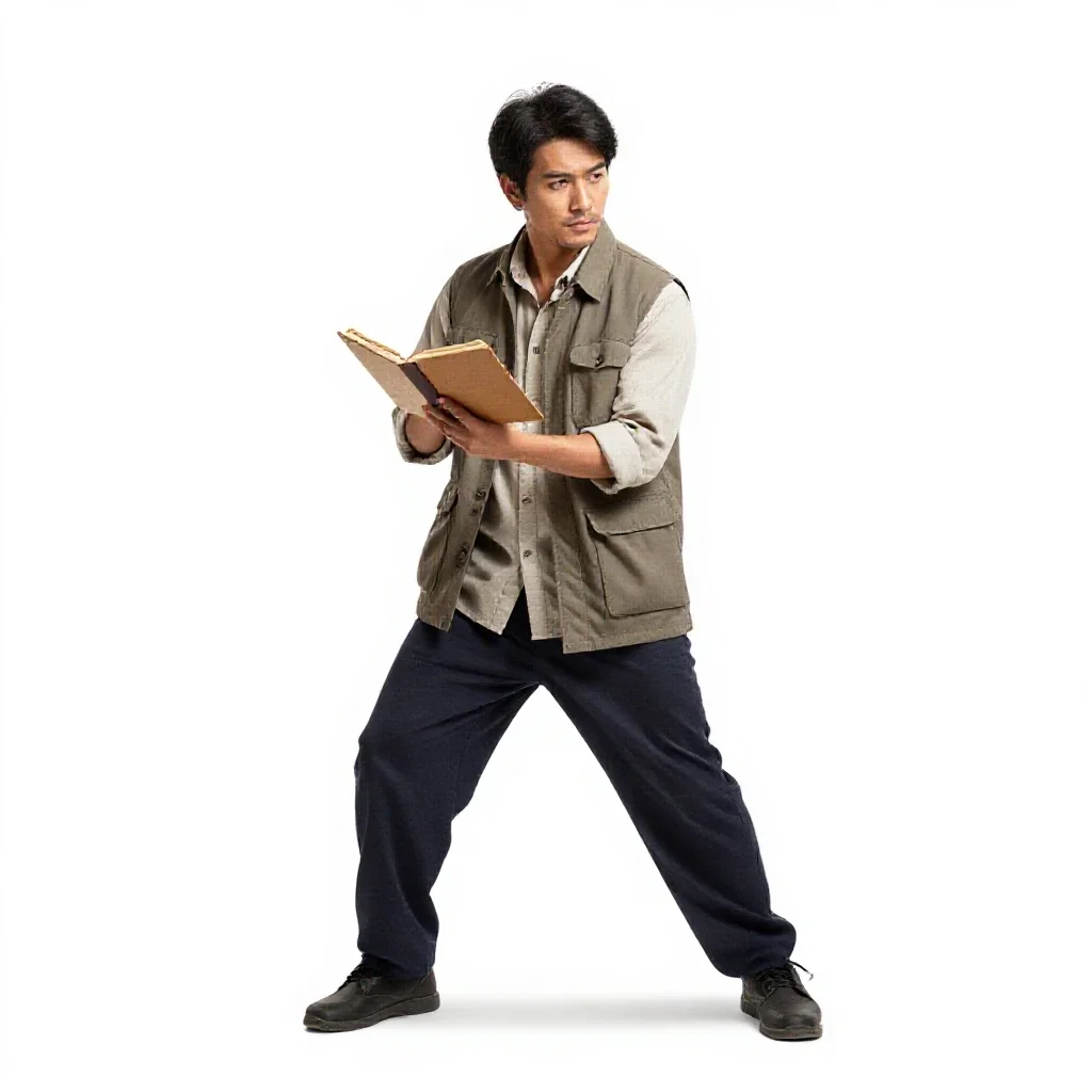 River merchant with a ledger isolated on a white background