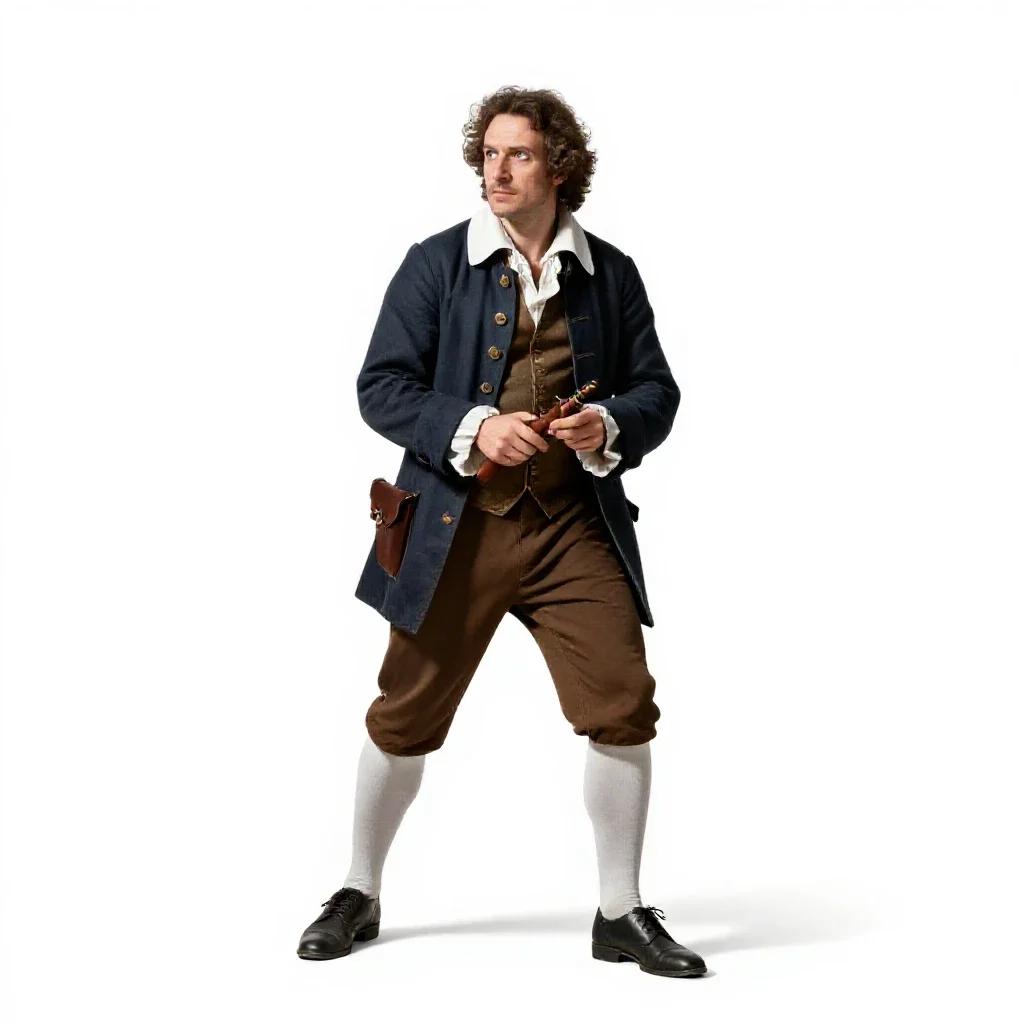 Colonial cartographer isolated on a white background