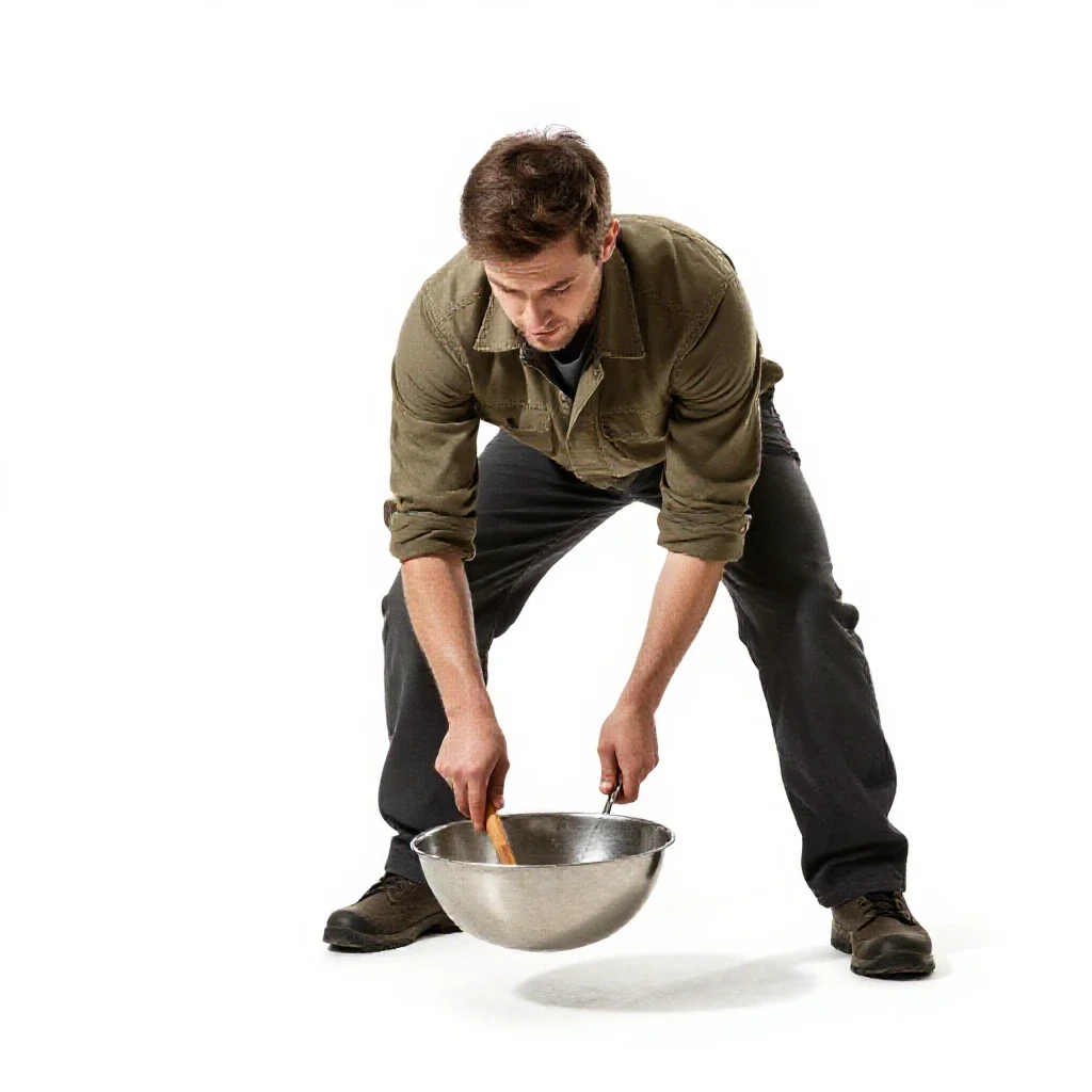 Frontier prospector panning isolated on a white background