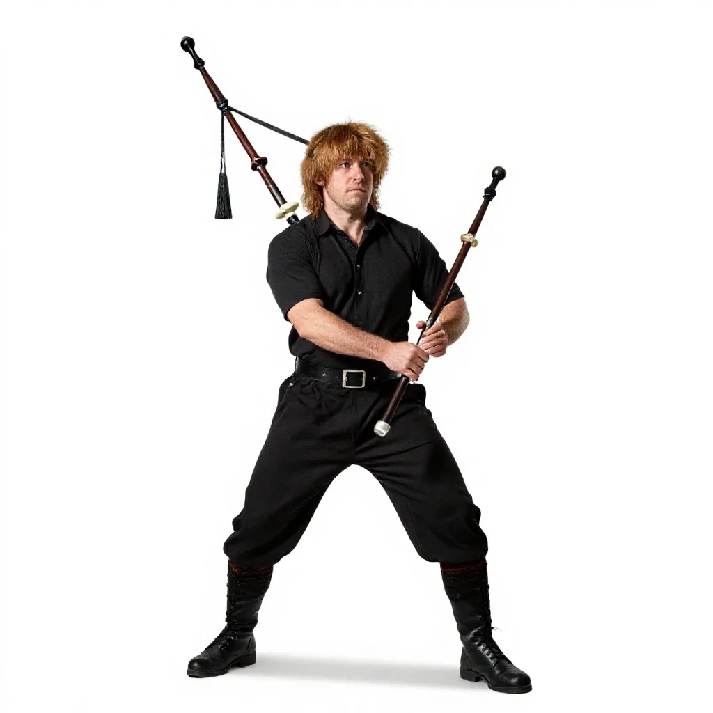 Highland piper isolated on a white background