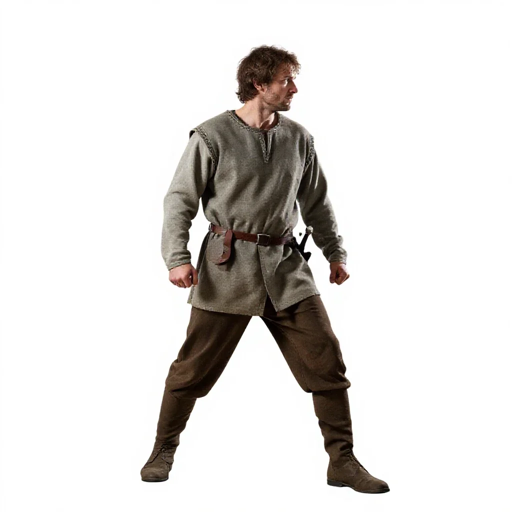 Medieval stonemason isolated on a white background