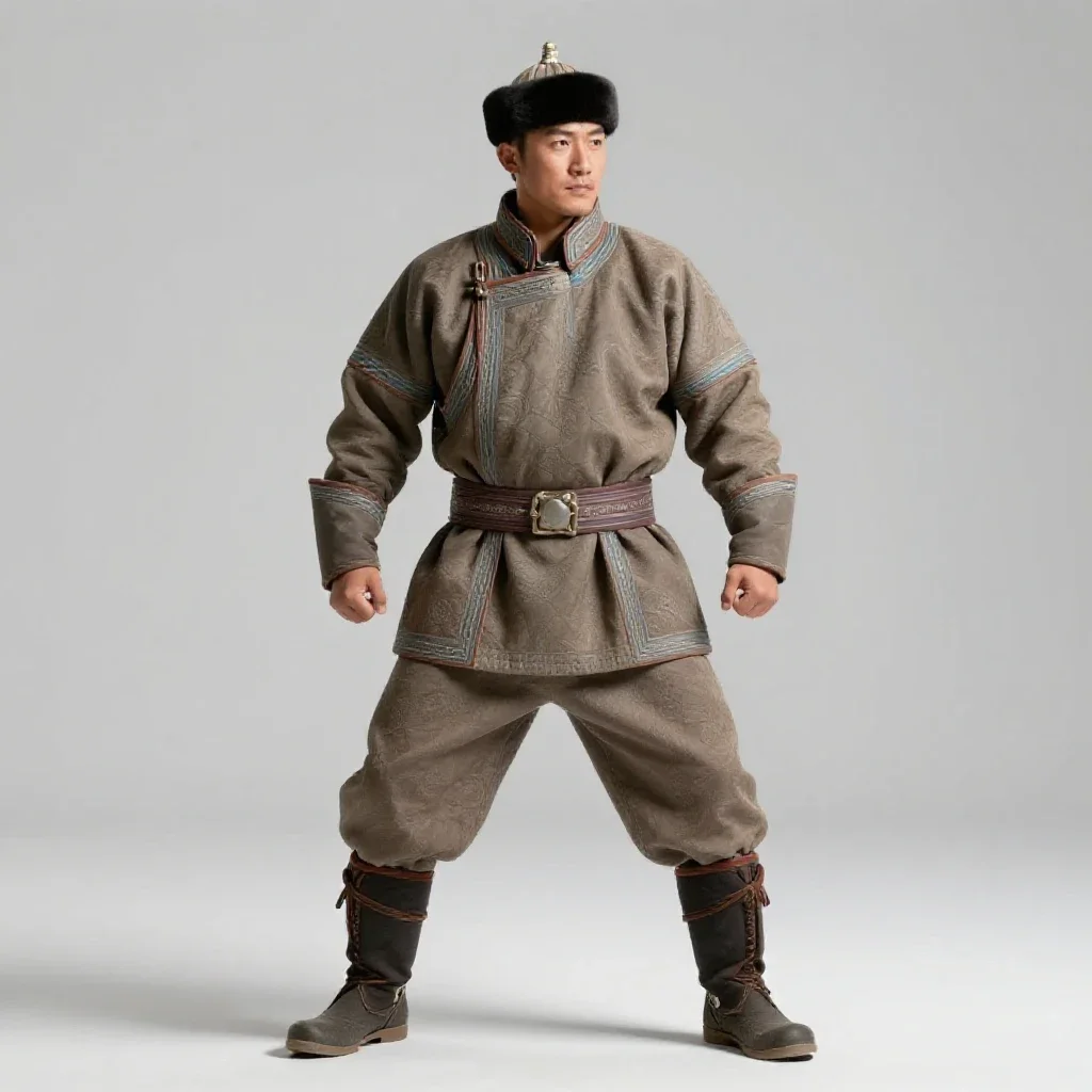 Mongolian horse archer isolated on a white background