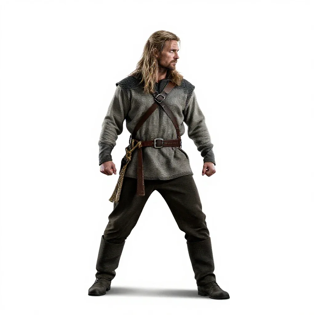 Norse seafarer with a rope isolated on a white background