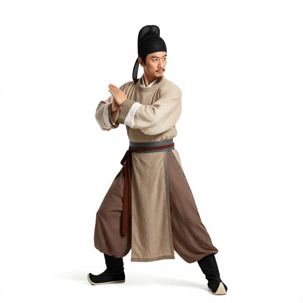 Tang dynasty court musician isolated on a white background