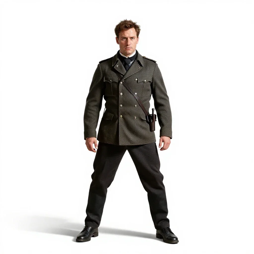Victorian railway guard isolated on a white background