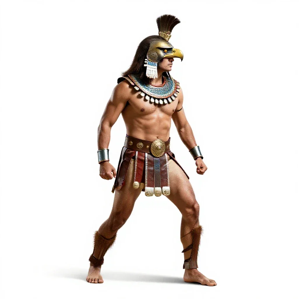Aztec eagle warrior isolated on a white background