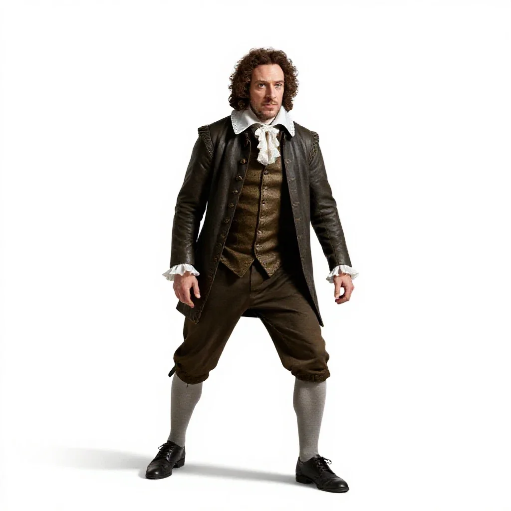 Elizabethan playwright isolated on a white background