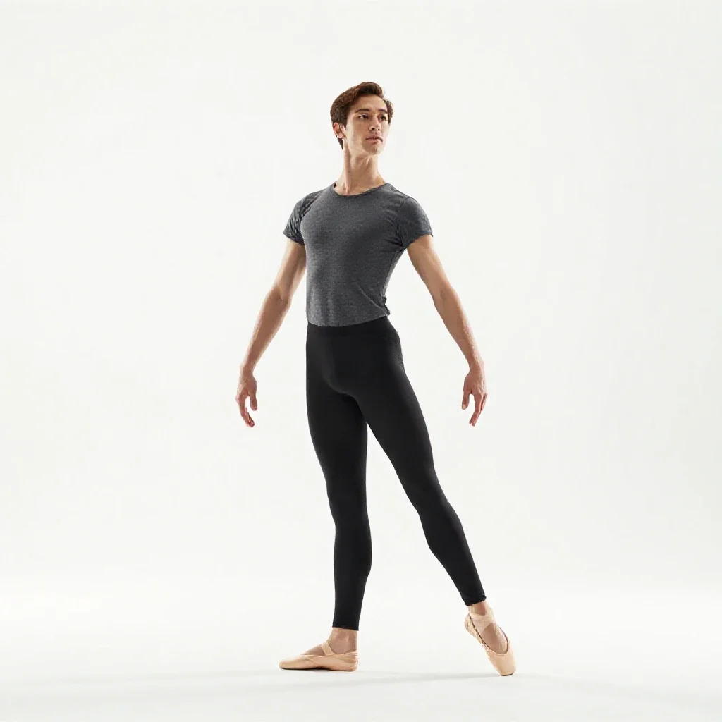 Ballet dancer in fourth position isolated on a white background