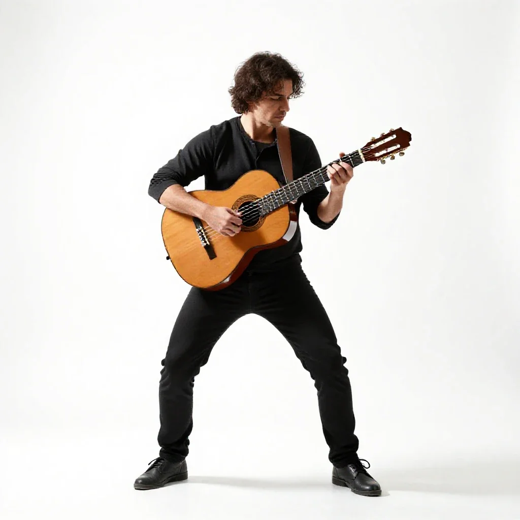 Flamenco guitarist isolated on a white background