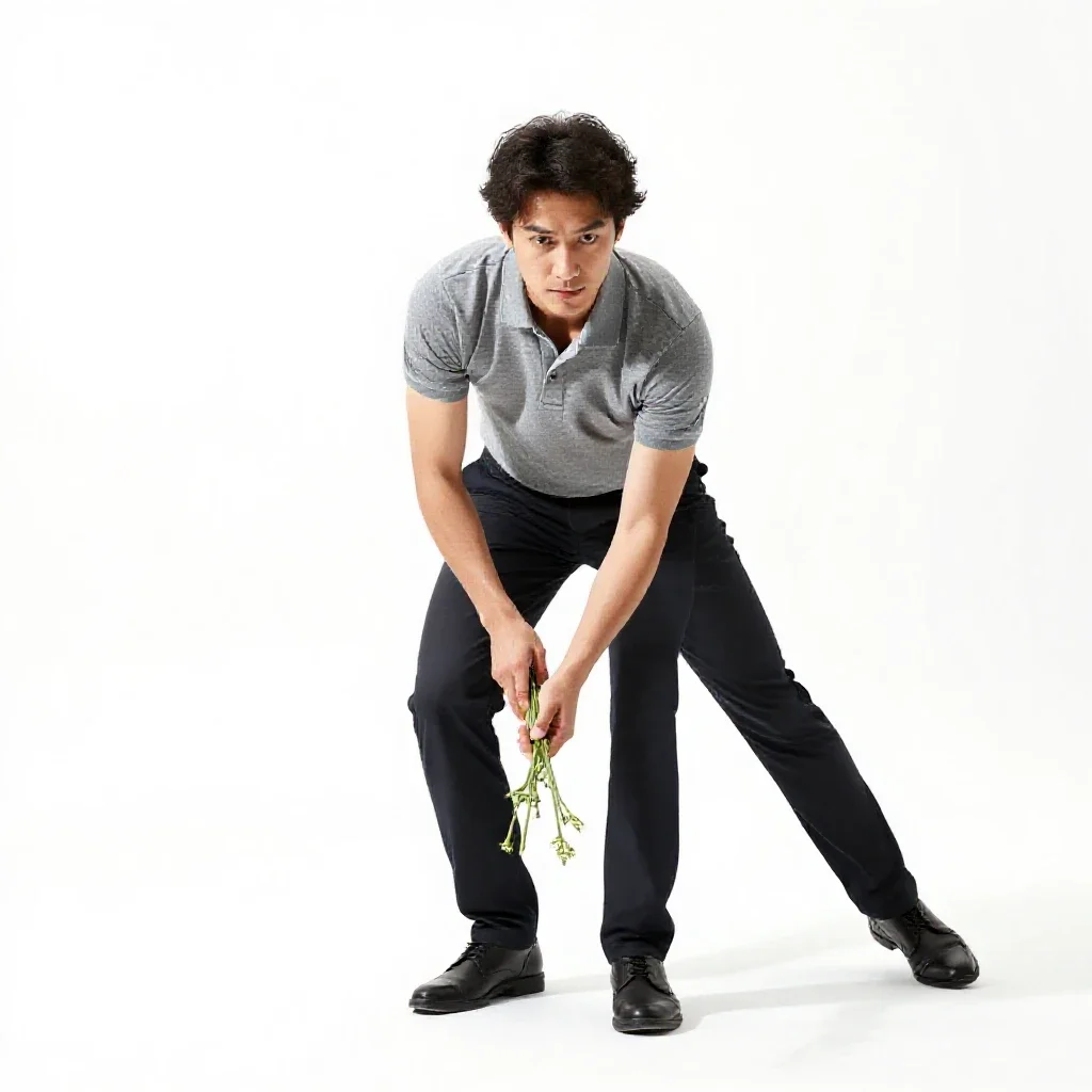 Florist arranging stems isolated on a white background
