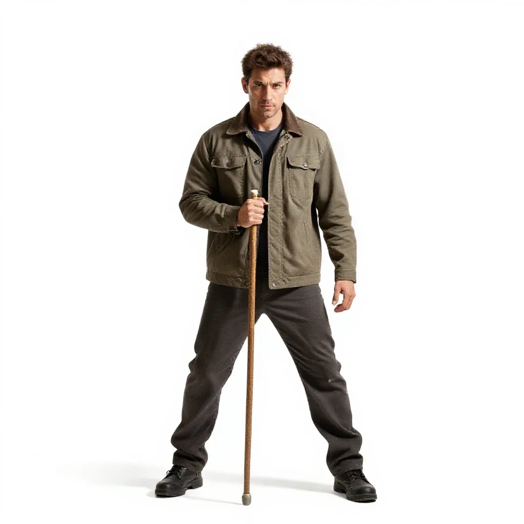 Shepherd with a crook isolated on a white background