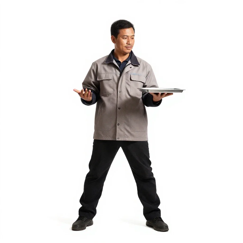 Street food vendor with a tray isolated on a white background