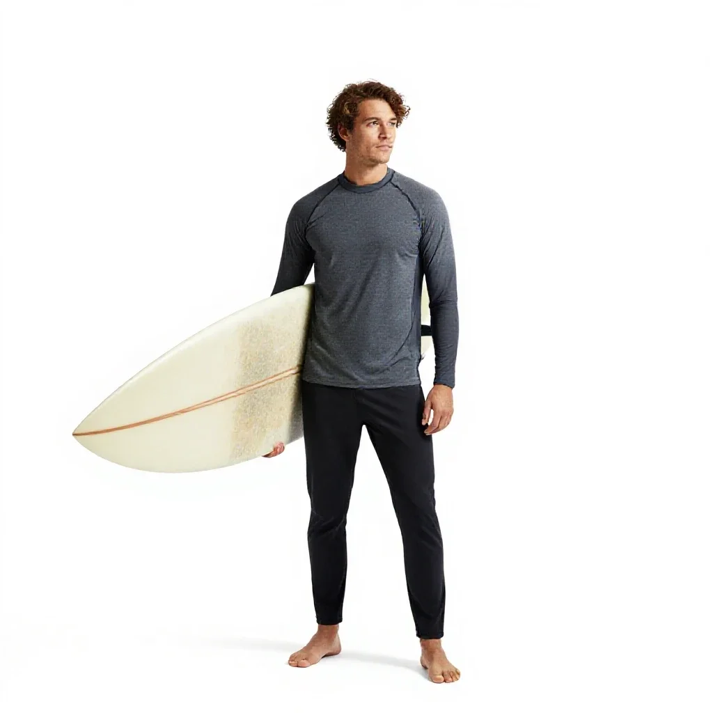 Surfer carrying a board isolated on a white background