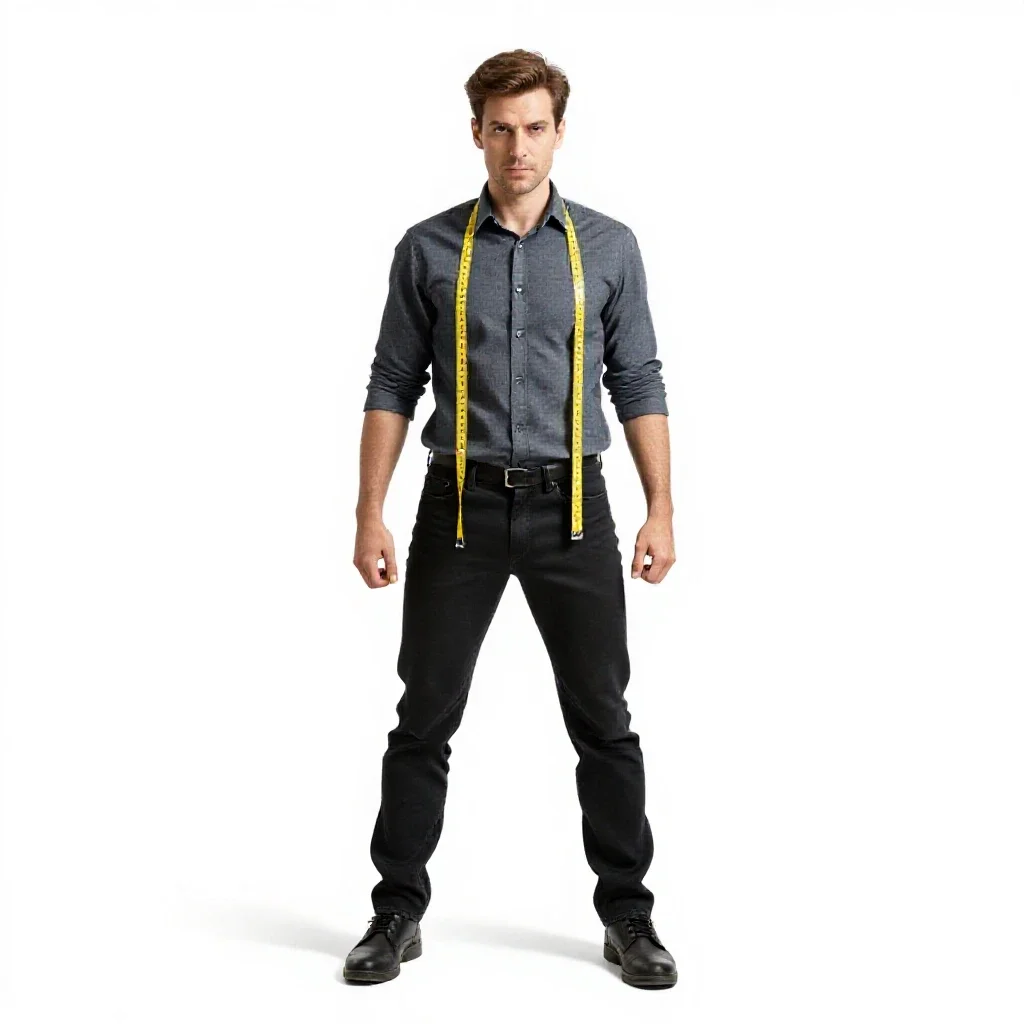 Tailor with a tape measure isolated on a white background