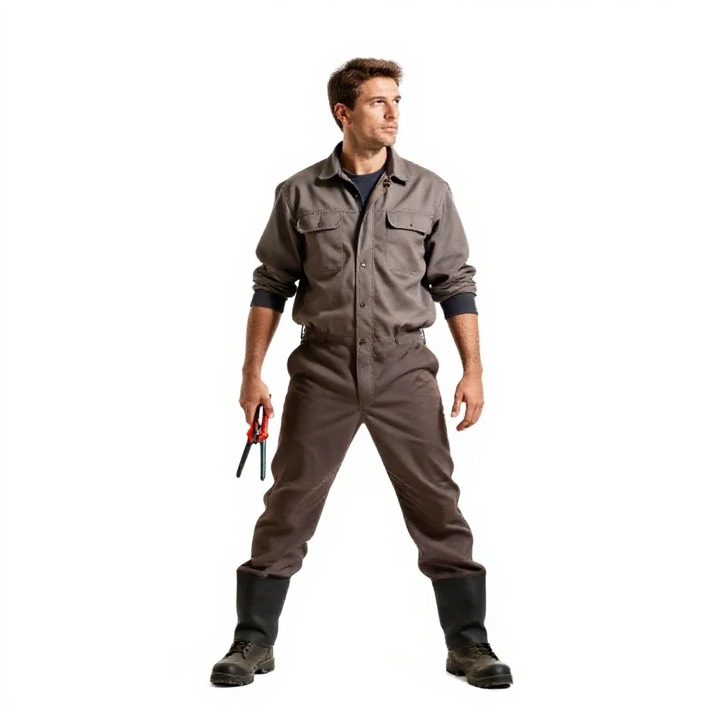 Vineyard worker with secateurs isolated on a white background