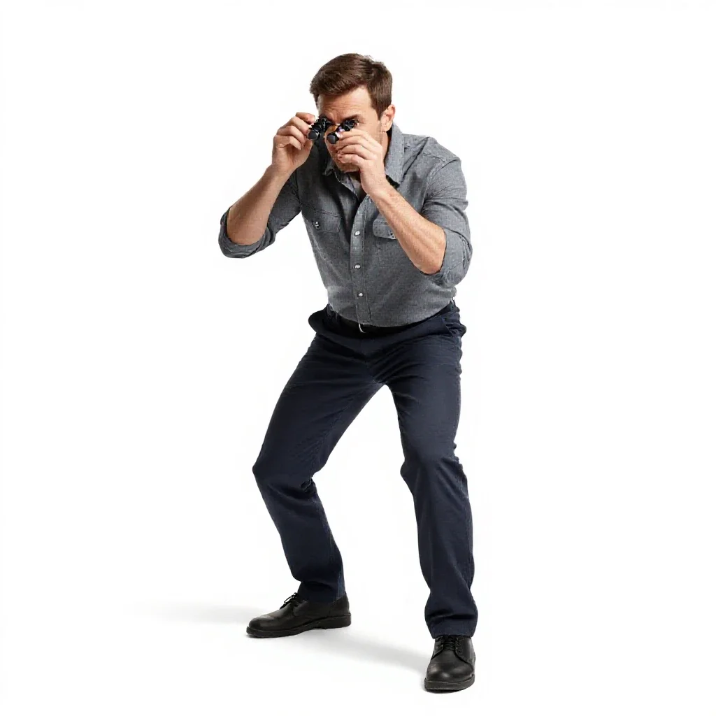 Watchmaker with a loupe isolated on a white background
